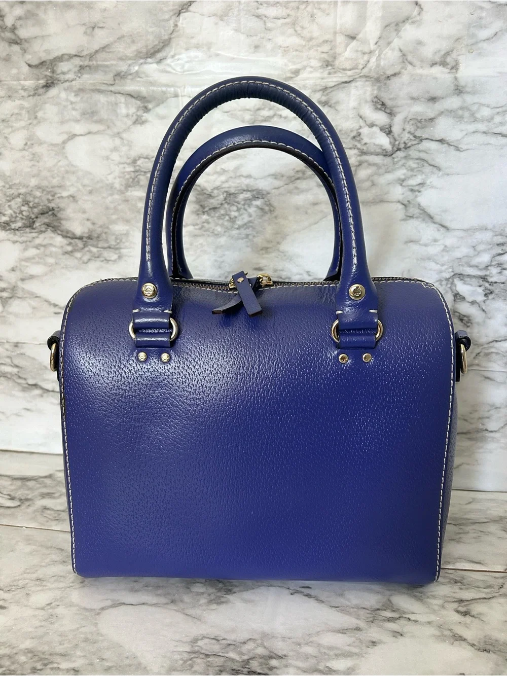 Kate Spade Alessa Wellesley Satchel Holiday Blue Crossbody bag duel top handles